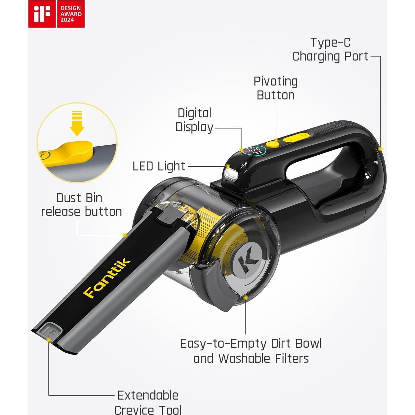 Aspiradora de Coche Inalámbrica Fanttik Fold V10 Apex 17000Pa
