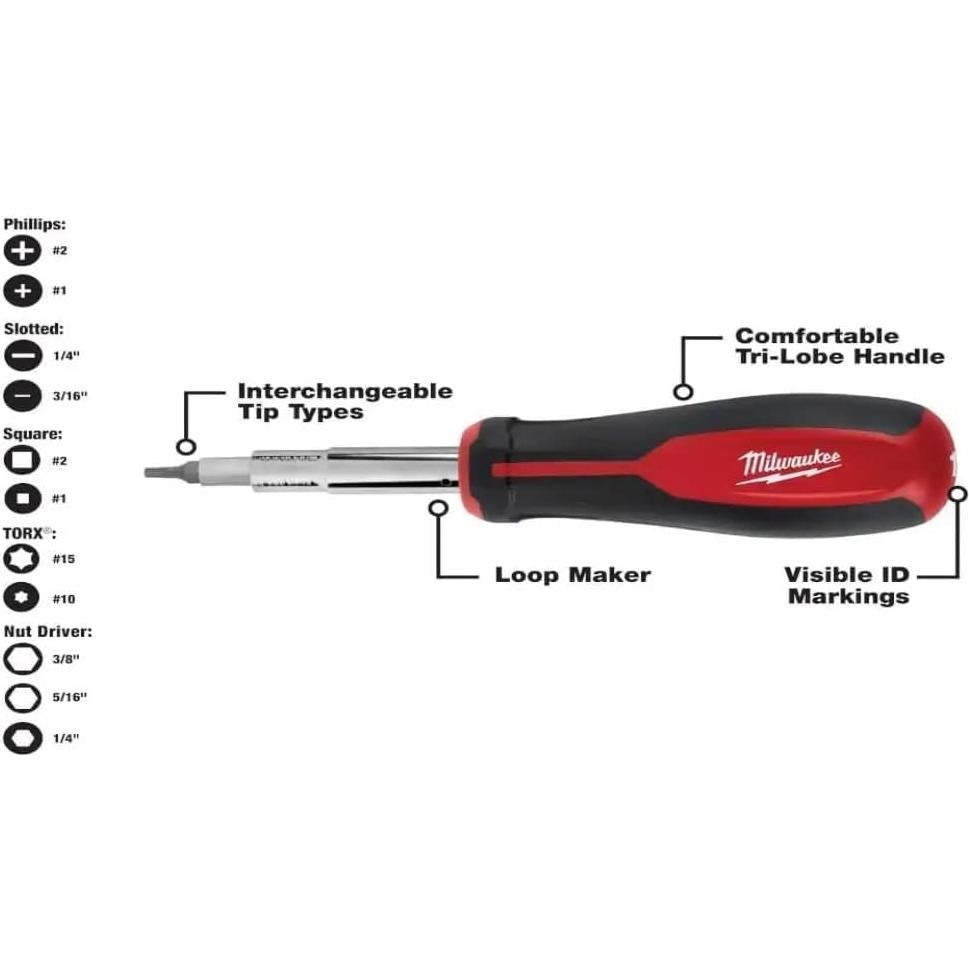 Destornillador Milwaukee 11-en-1 y 13-en-1 Rojo Ergonómico