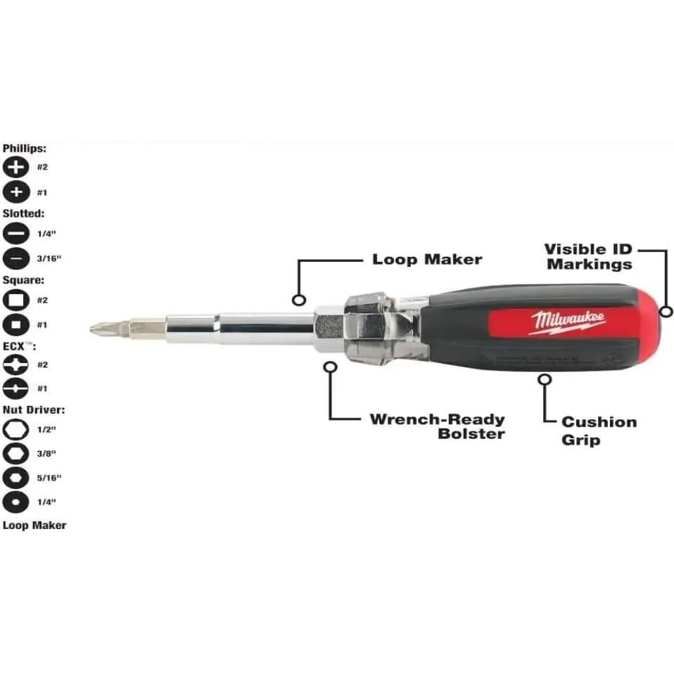 Destornillador Milwaukee 11-en-1 y 13-en-1 Rojo Ergonómico