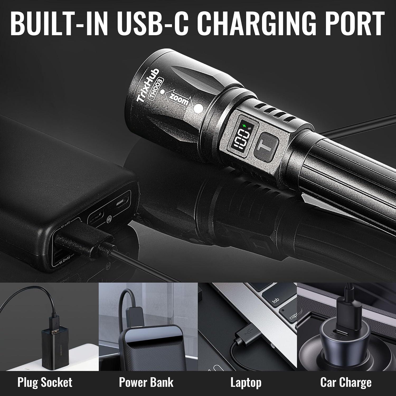 Linternas Recargables TrixHub TH003 990,000 Lúmenes 5 Modos