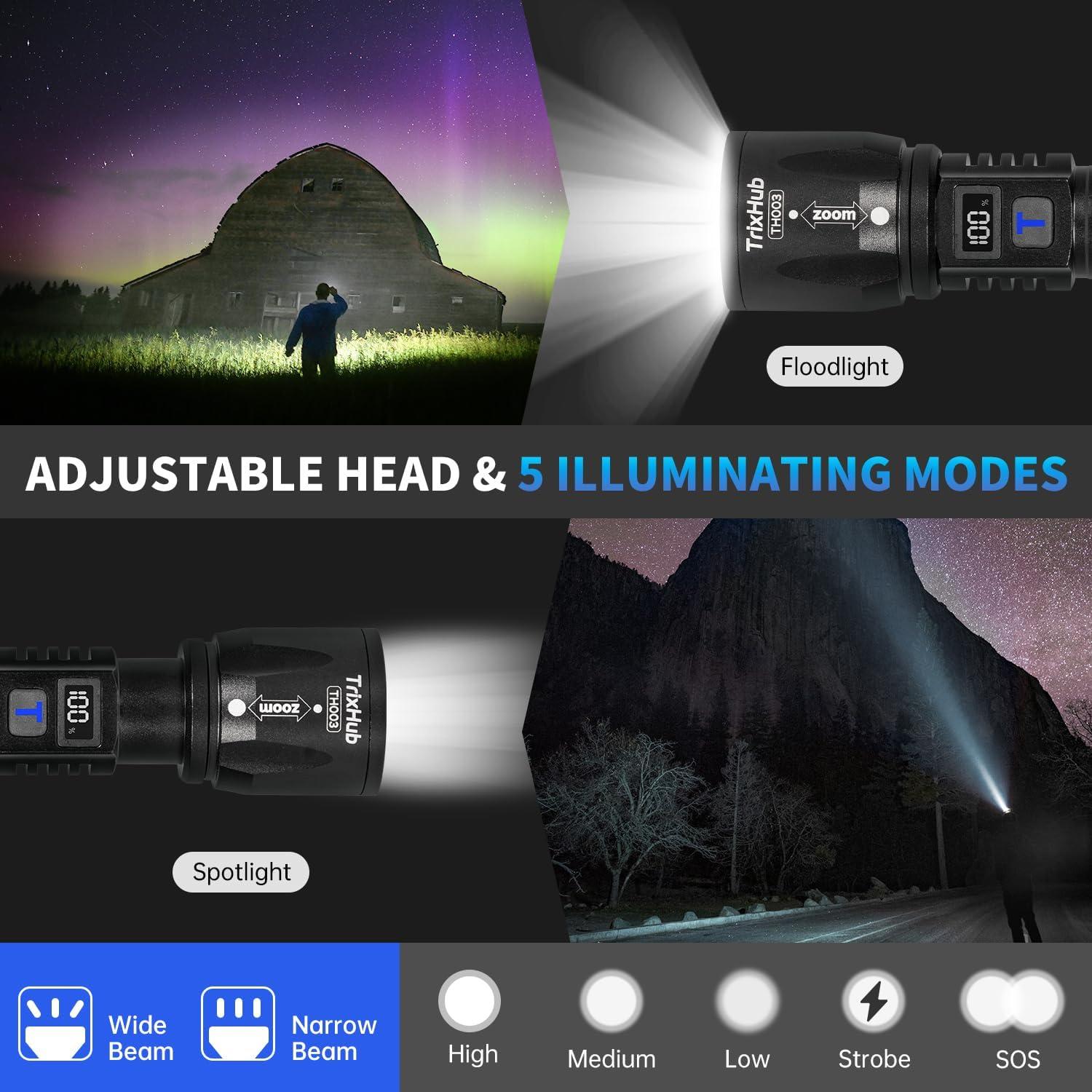 Linternas Recargables TrixHub TH003 990,000 Lúmenes 5 Modos