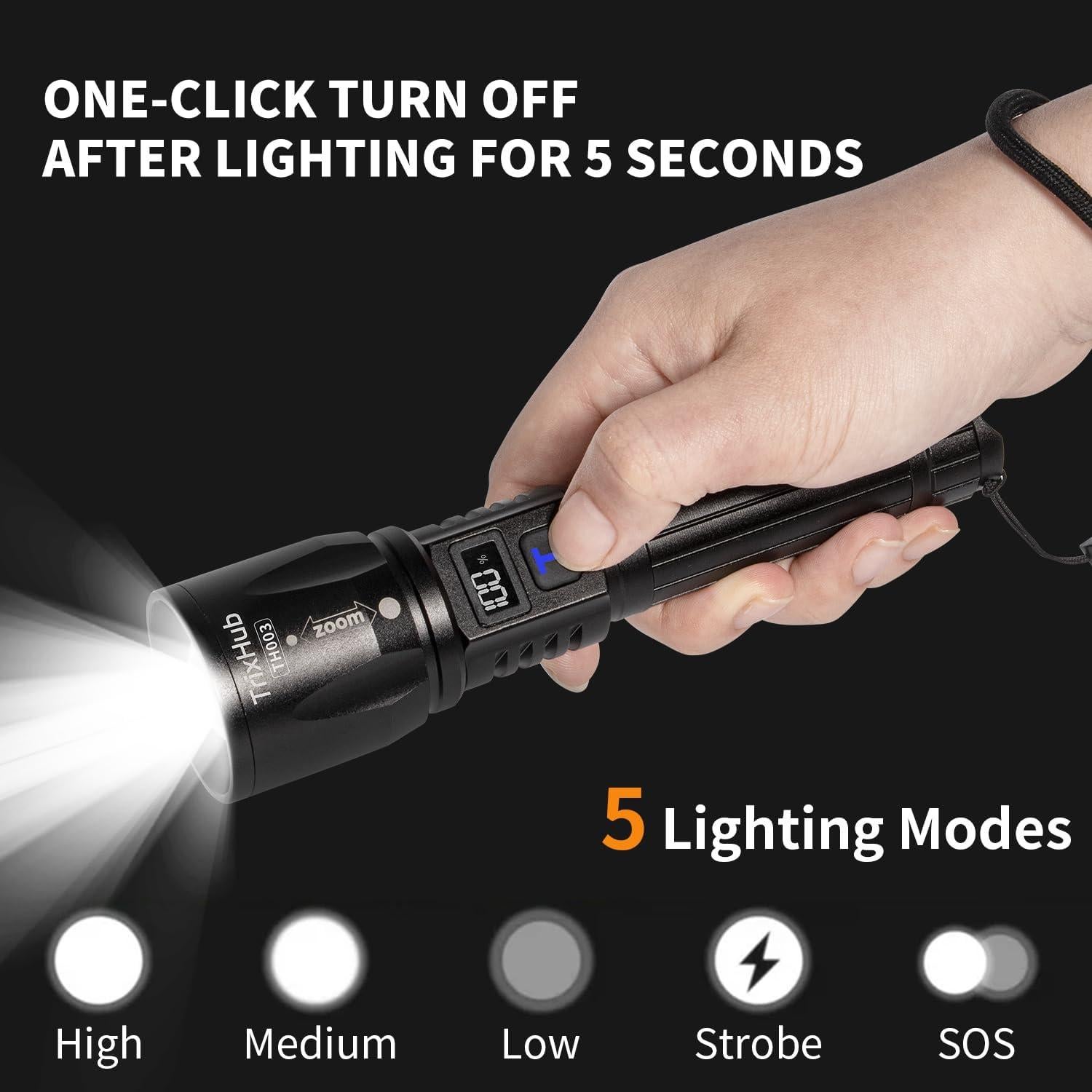 Linternas Recargables TrixHub TH003 990,000 Lúmenes 5 Modos