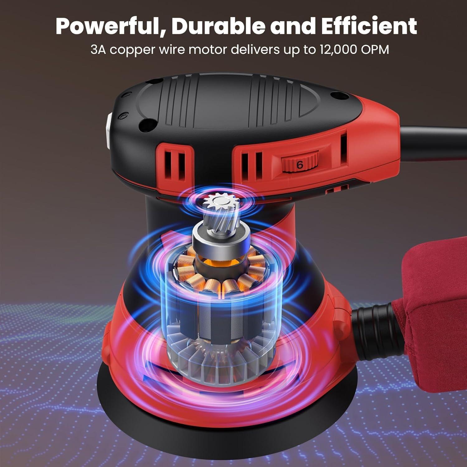 Lijadora Orbital DCK KSA125 3.0A 5" 6 Velocidades con Bolsa