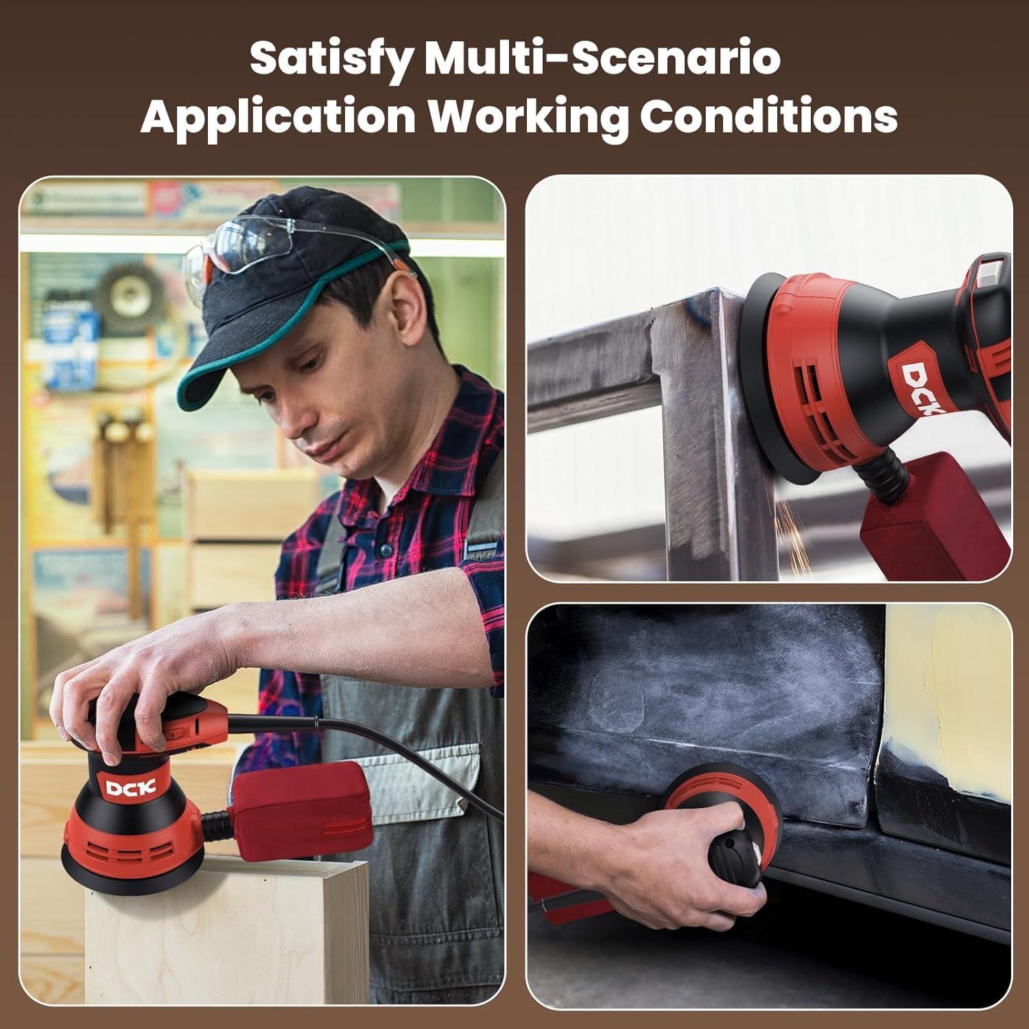 Lijadora Orbital DCK KSA125 3.0A 5" 6 Velocidades con Bolsa