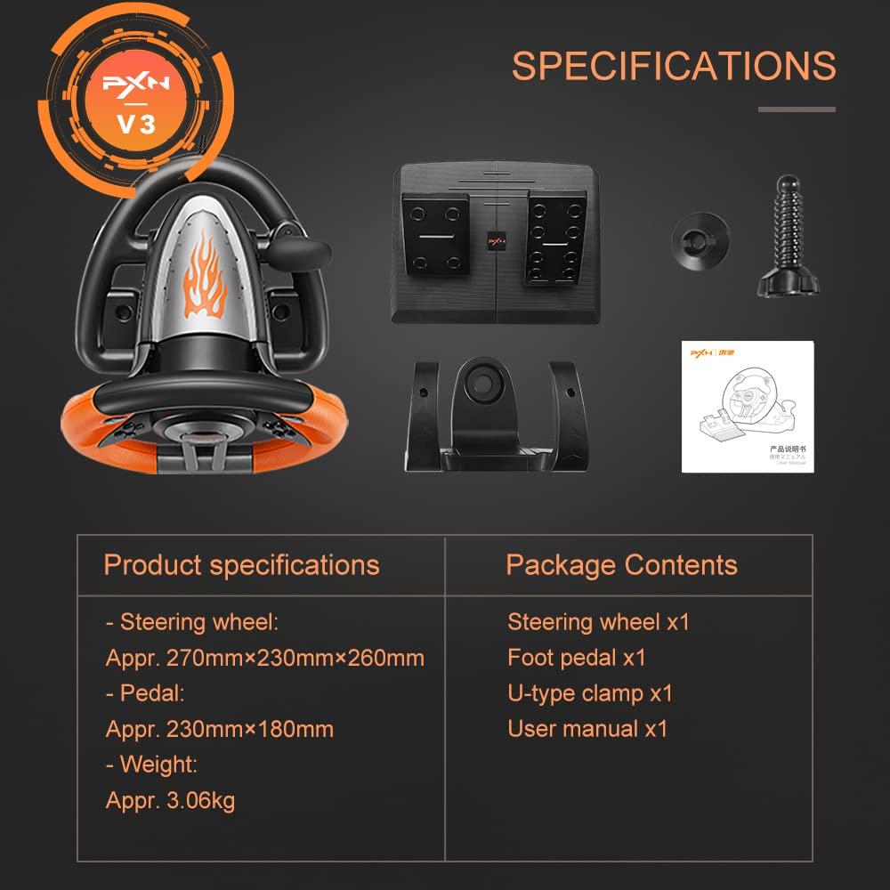 Volante de Simulación PXN V3 PRO con Pedales 180°