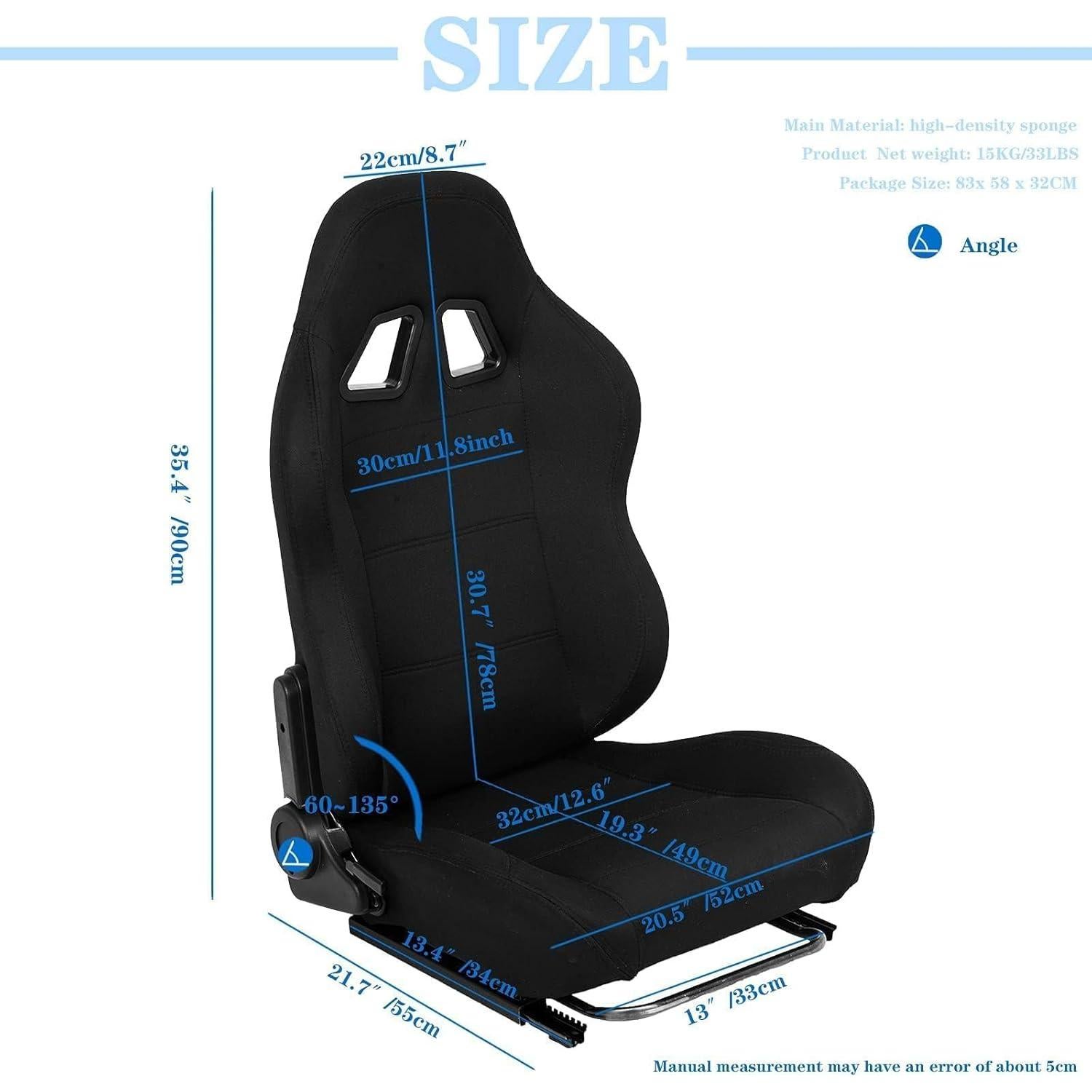 Asiento de Carreras Supllueer Ajustable Transpirable 88.9 cm