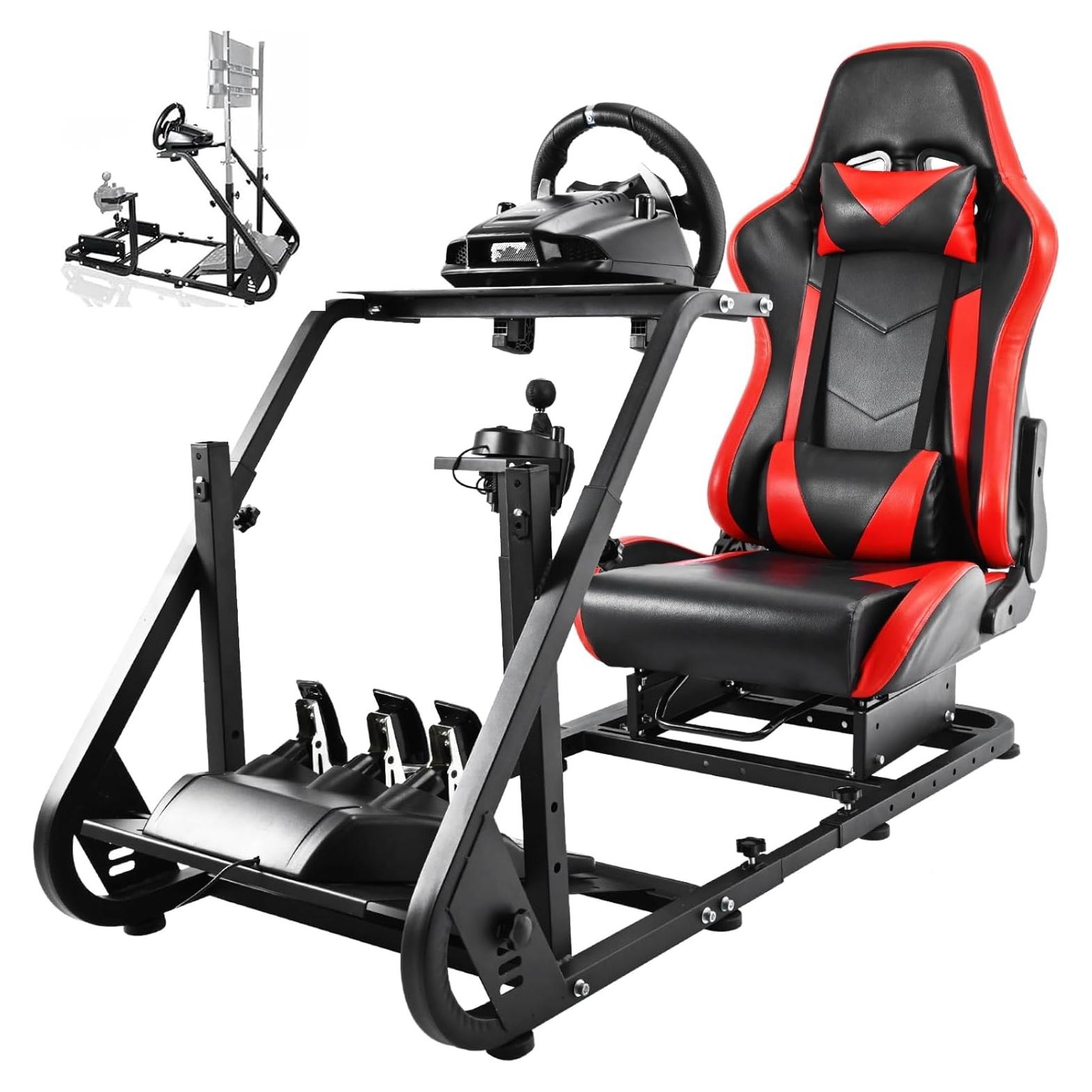 Cockpit de Simulador Hottoby Ajustable con Asiento Rojo