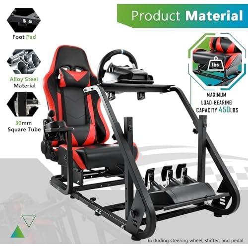 Cockpit de Simulador Hottoby Ajustable con Asiento Rojo