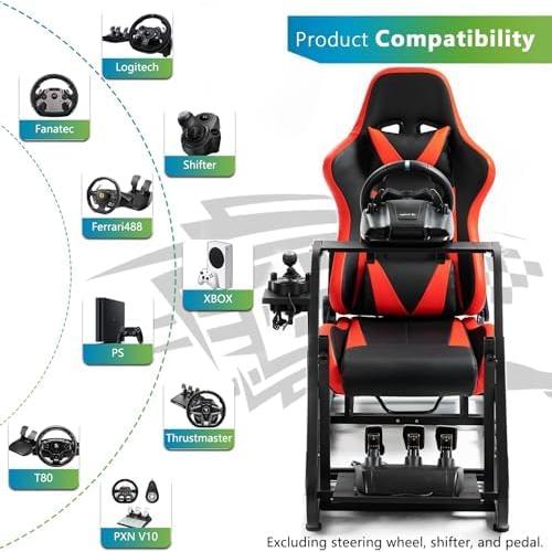 Cockpit de Simulador Hottoby Ajustable con Asiento Rojo