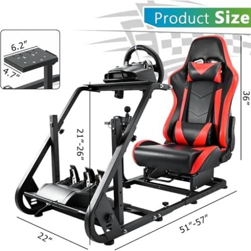 Cockpit de Simulador Hottoby Ajustable con Asiento Rojo