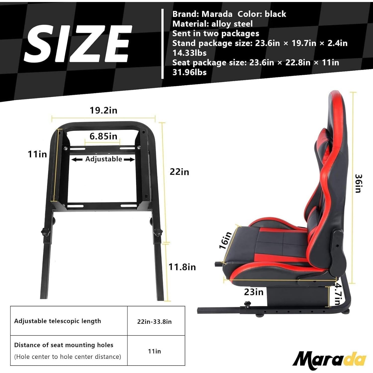 Simulador de Carreras Marada Racing Game-11W con Asiento Rojo