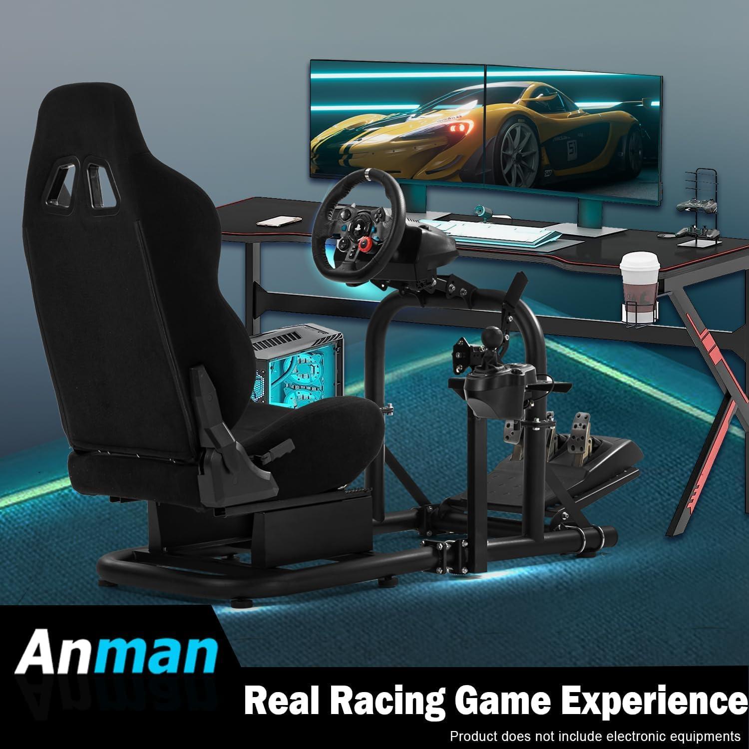 Cockpit de Simulador de Carreras Anman G29 con Asiento Ajustable