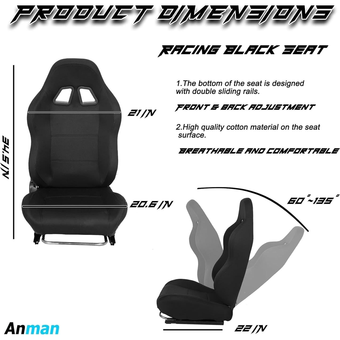 Cockpit Simulador de Carreras Anman Ajustable 135x81cm