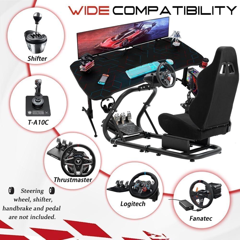 Cockpit de Simulación Marada con Asiento Ajustable para Volantes