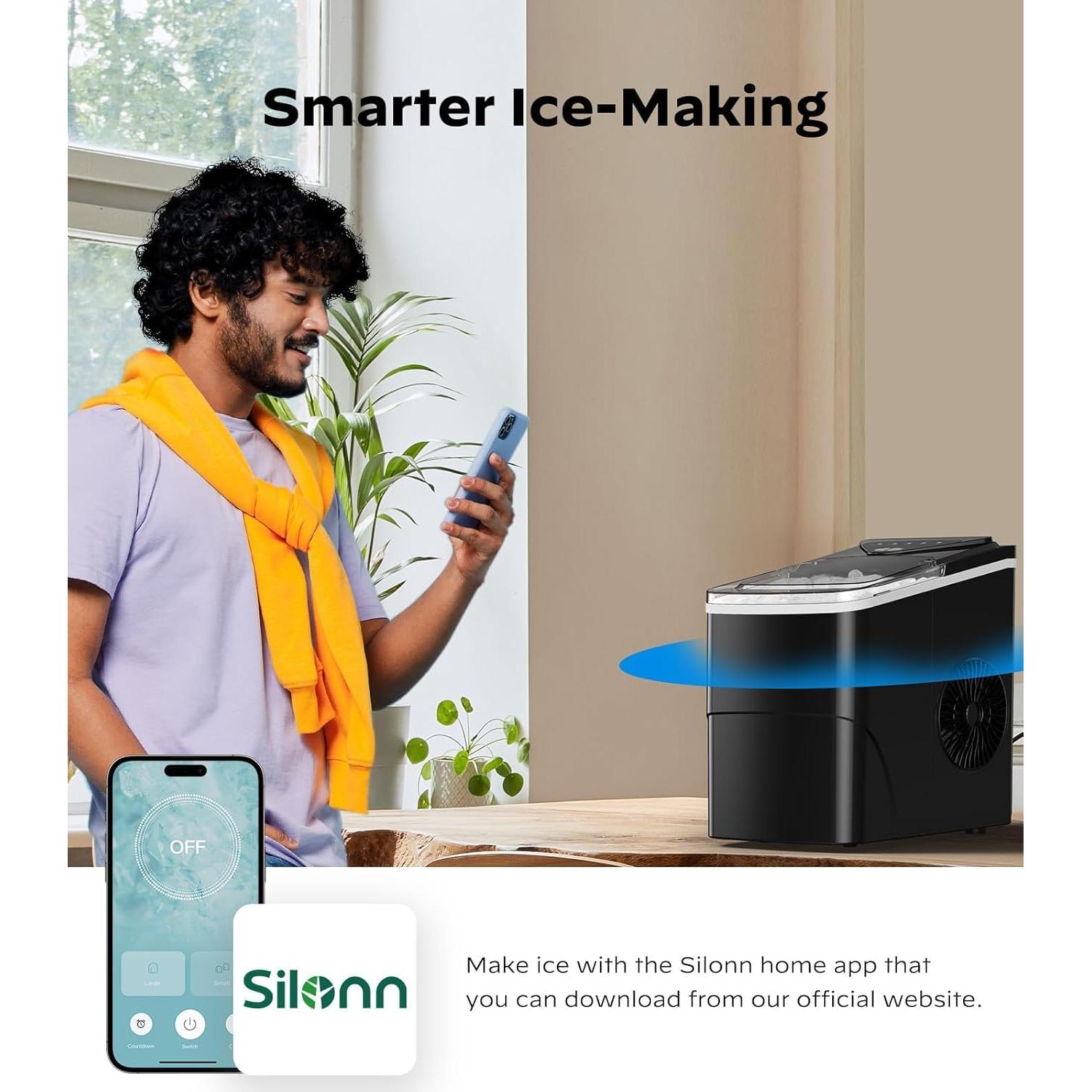 Máquina de Hielo Silonn SLIM22B-4 9 Cubos en 6 Minutos