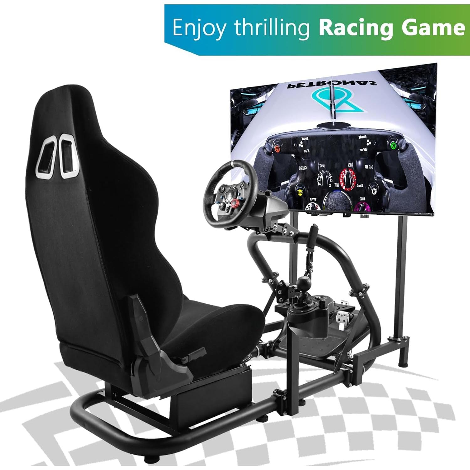 Cockpit de Simulador de Carreras Hottoby Ajustable para TV 24-60"