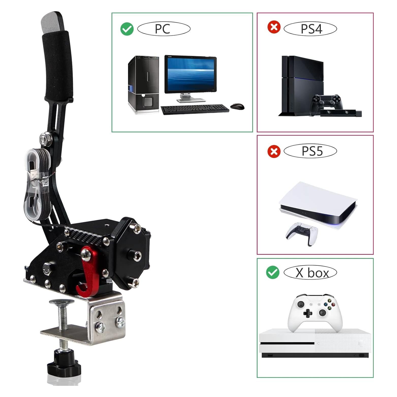 YESHMA 64 Bit Upgrade 2-in-1 USB Handbrake Only for G920 Compatible With Xbox / Xbox series S / Xbox series X + PC Computer System Professional Gaming Peripherals for Racing Games with Non-Contact Plus Hall Sensor.With Clamp