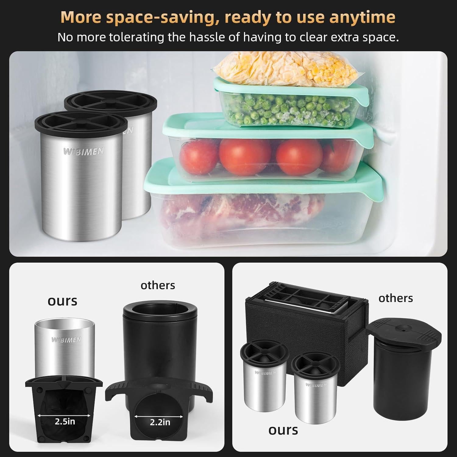 Fabricante de Hielo Claro WIBIMEN 2.5" Acero Inoxidable 2 Piezas