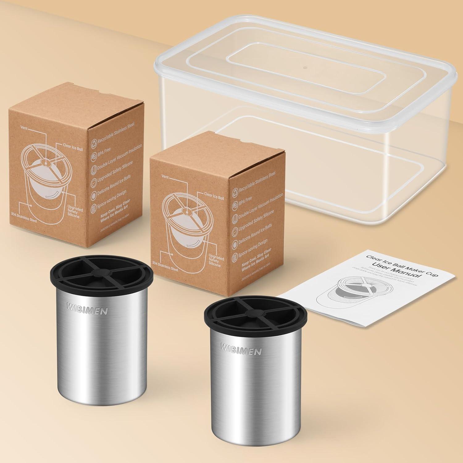 Fabricante de Hielo Claro WIBIMEN 2.5" Acero Inoxidable 2 Piezas