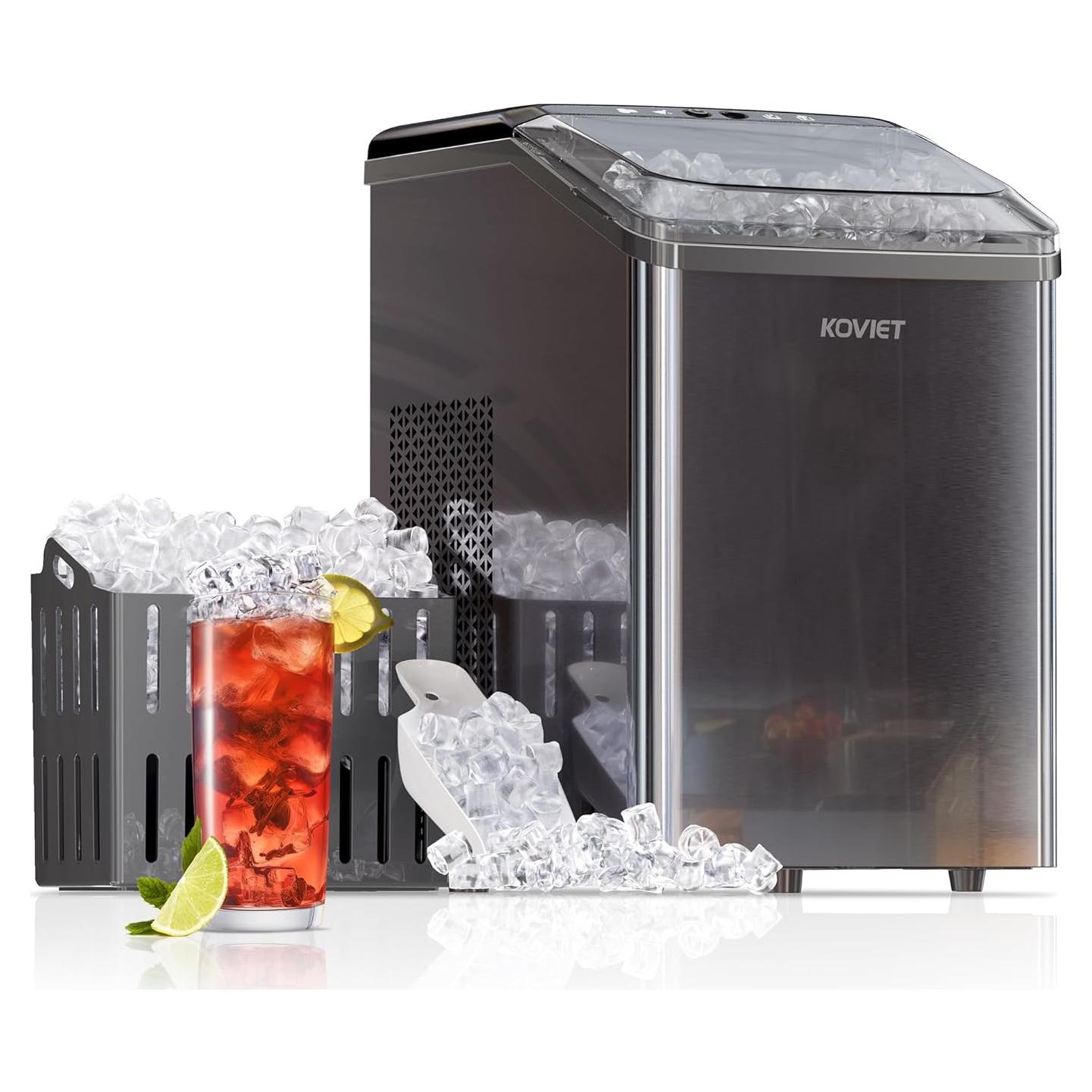 Máquina de Hielo Nugget KOVIET IM01 19kg/día Compacta Negra