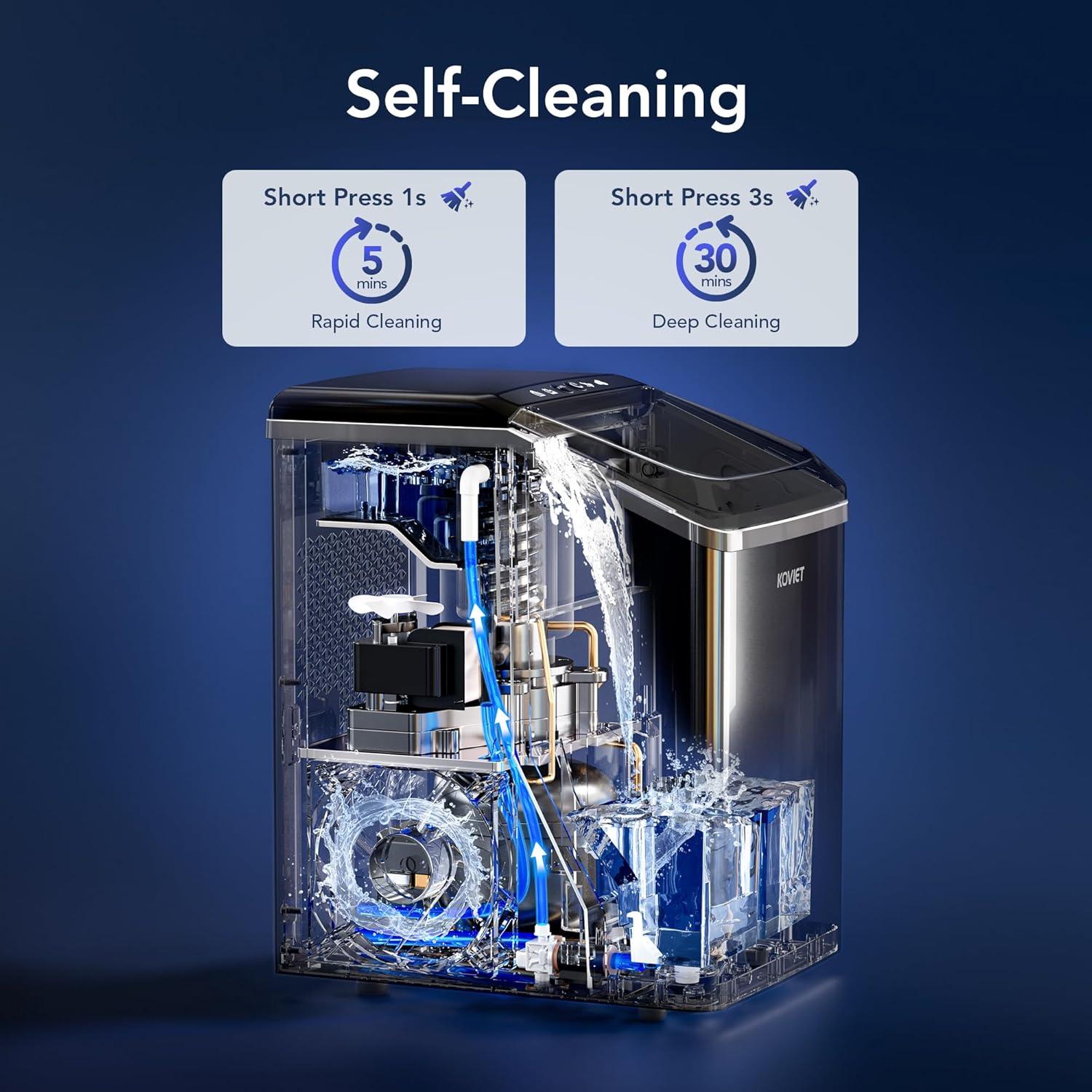 Máquina de Hielo Nugget KOVIET IM01 19kg/día Compacta Negra