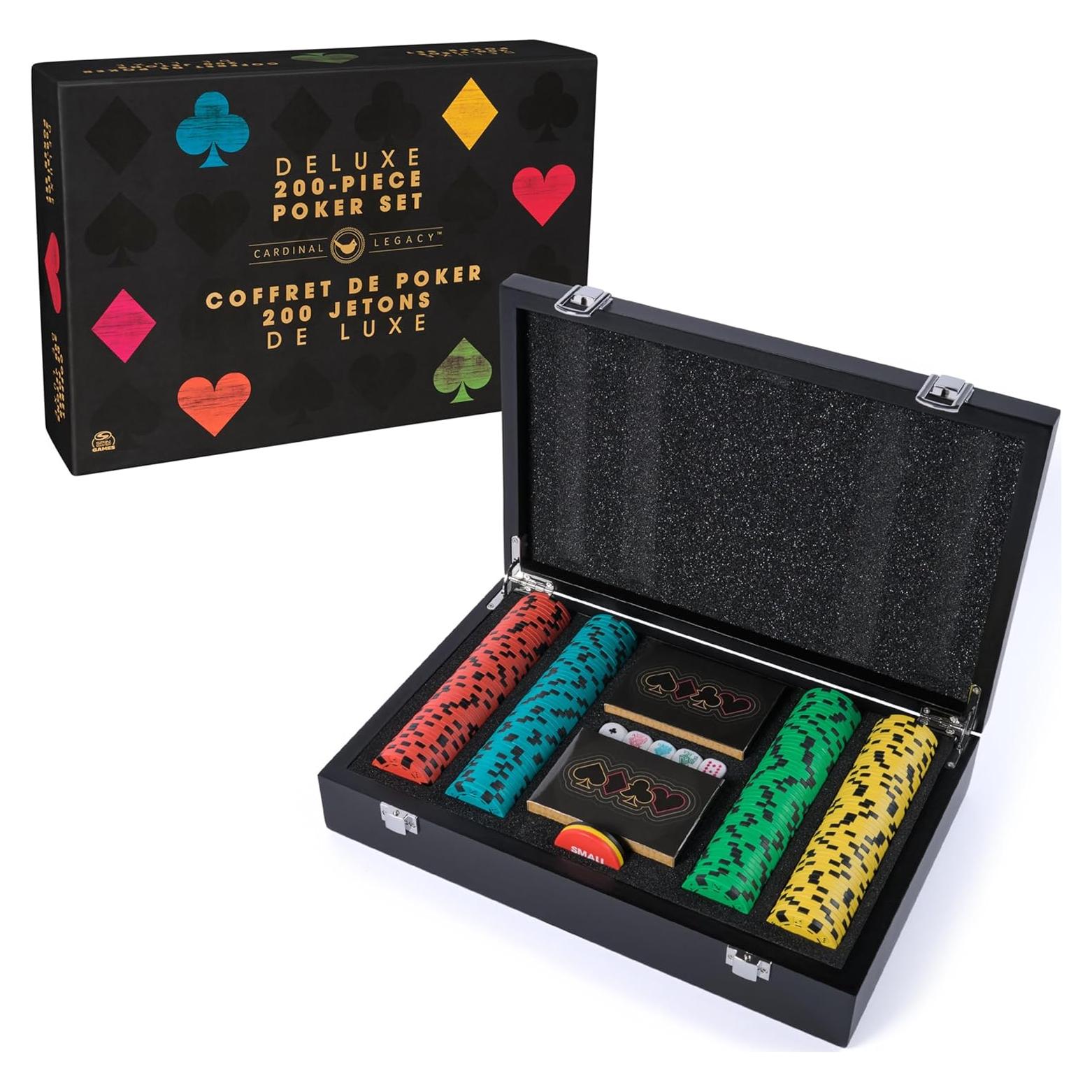 Conjunto de Póker Deluxe Spin Master 200 Piezas en Madera