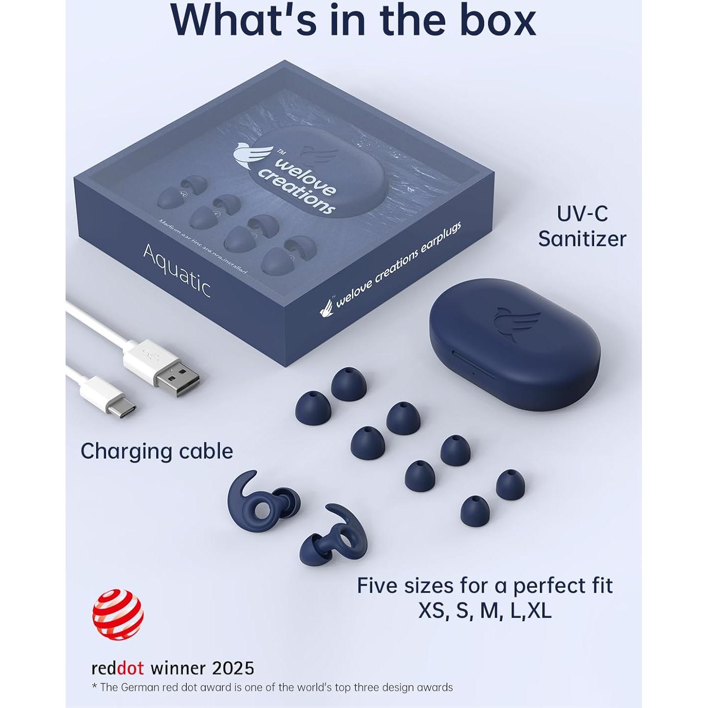 Tapones para Oídos Welove con Sanitizador UV - Reducción 18dB