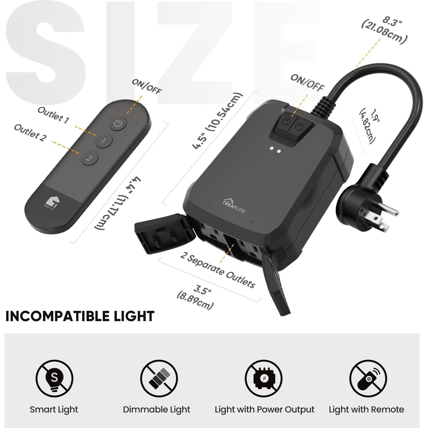 Enchufe Inalámbrico TREATLIFE SK30R Control Remoto IP64