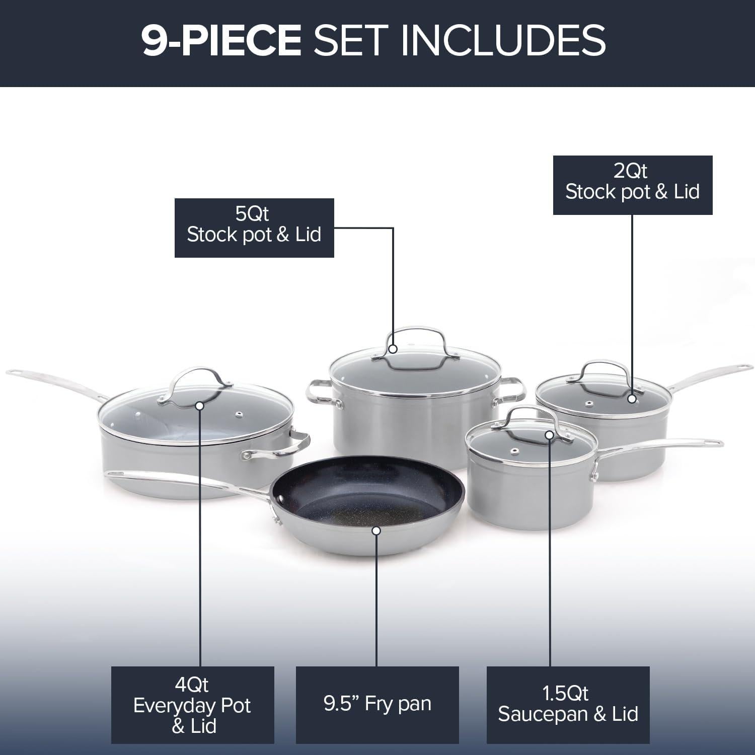 Juego de Utensilios de Cocina Nuwave 9 Piezas Cerámica Saludable