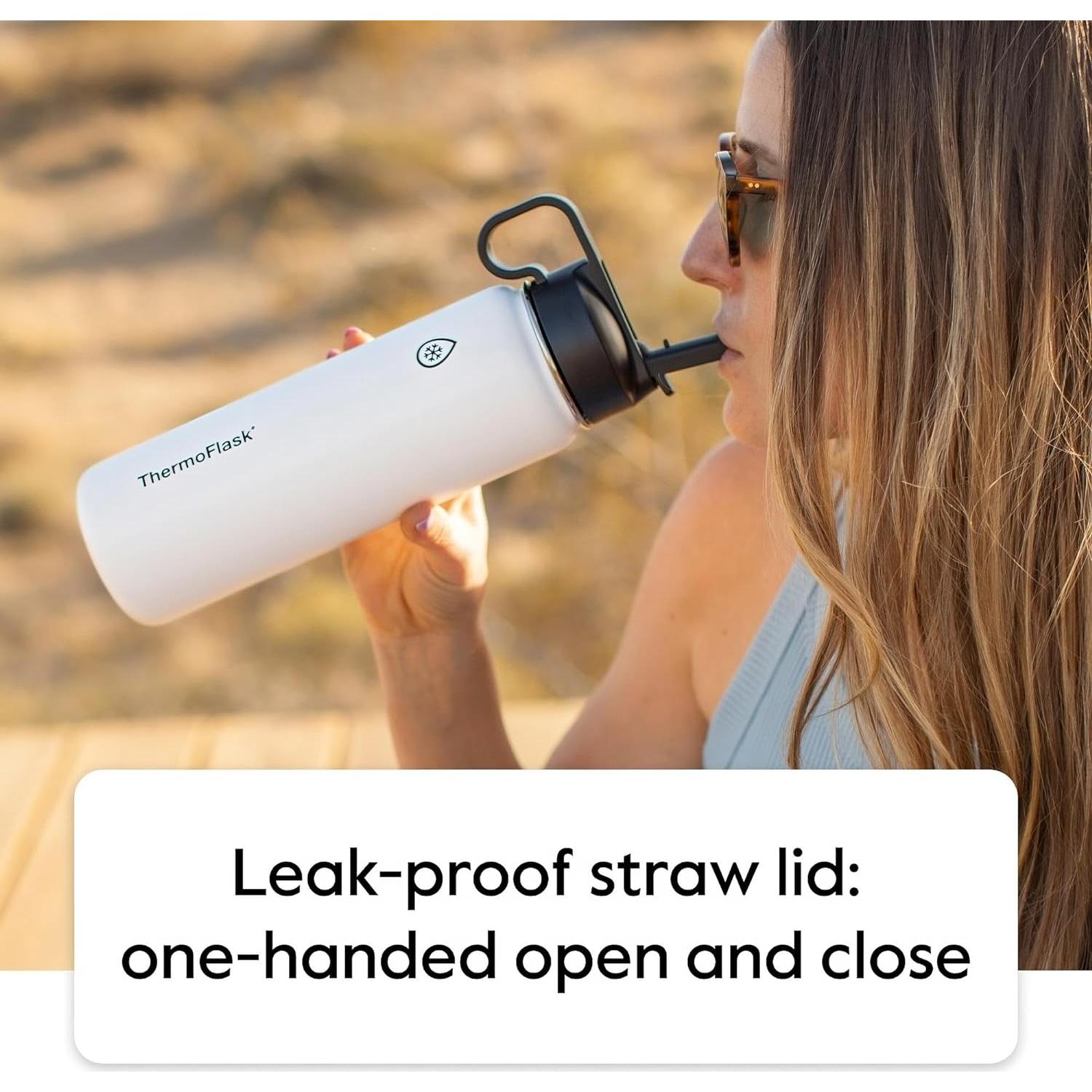 Botella ThermoFlask 710 ml con tapa de chug y popote
