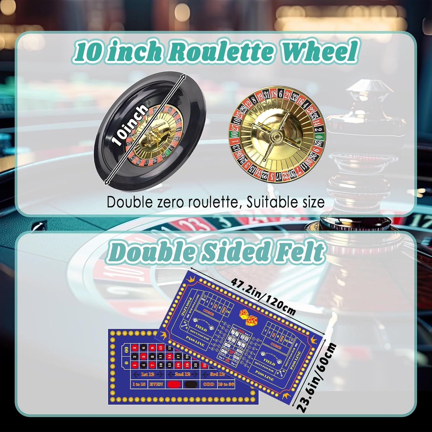 Juego de Ruleta y Craps Extguds con Tapete Doble Cara