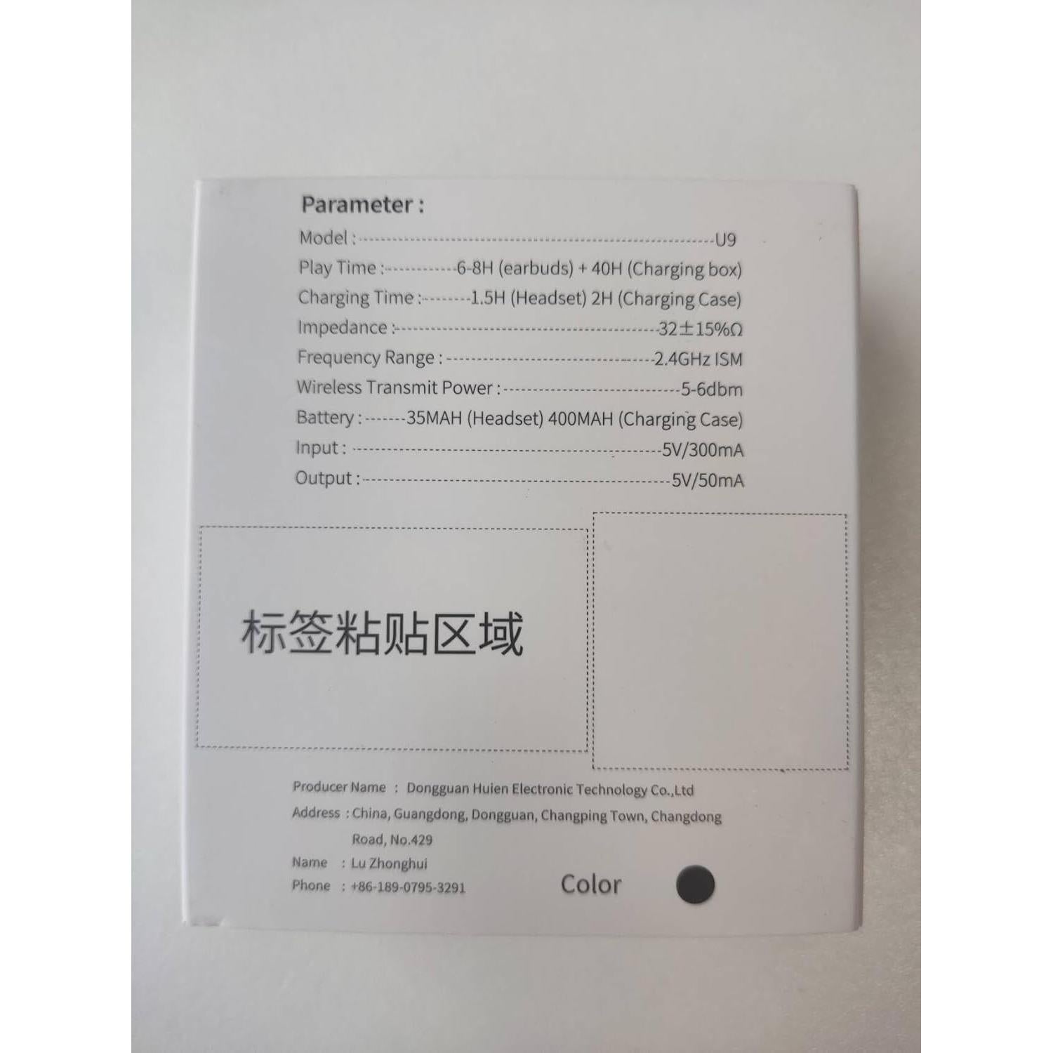 Auriculares Inalámbricos QXUFV U9 Bluetooth 5.4 con ANC