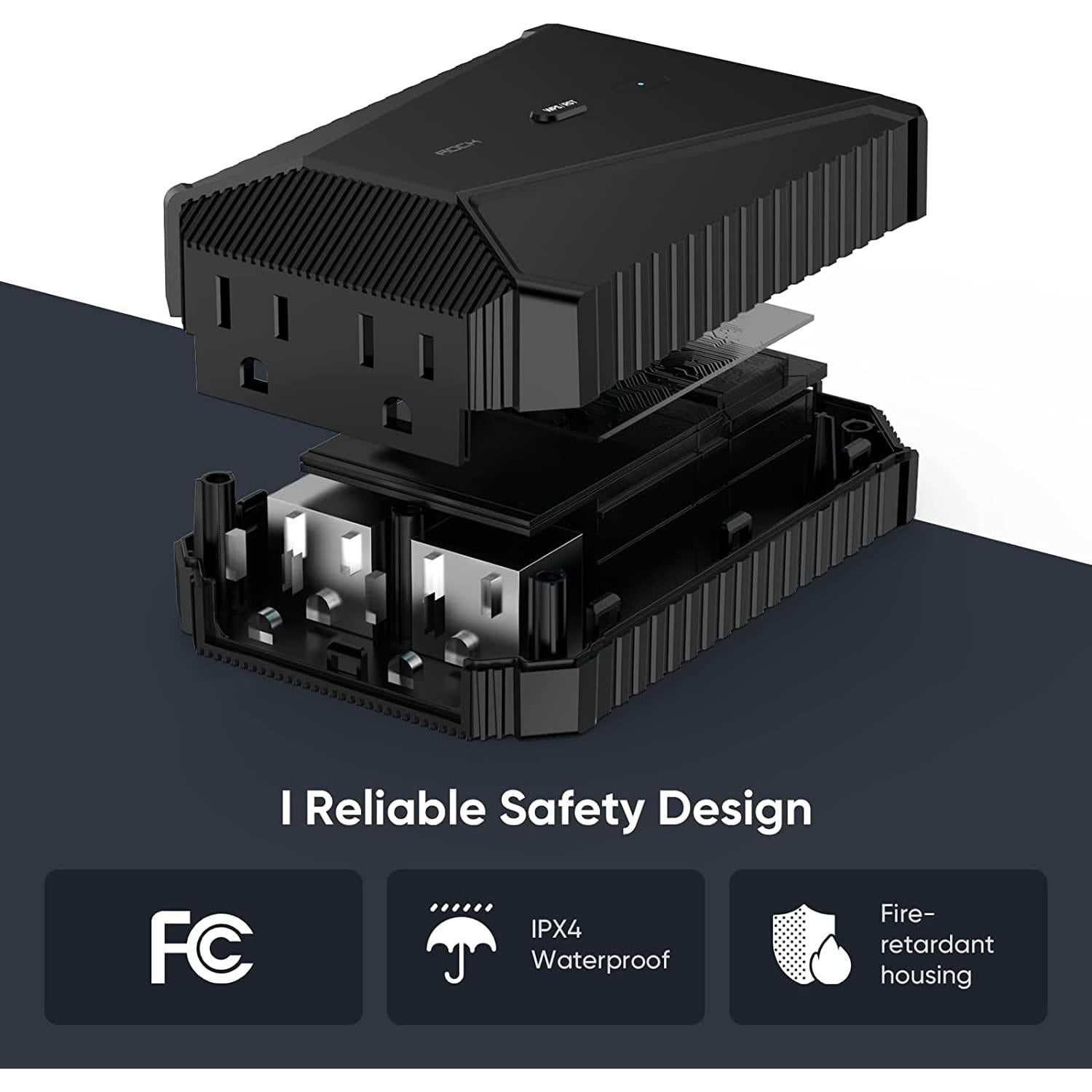 Enchufe Inteligente WiFi Exterior Rockhome 2 Salidas IPX4