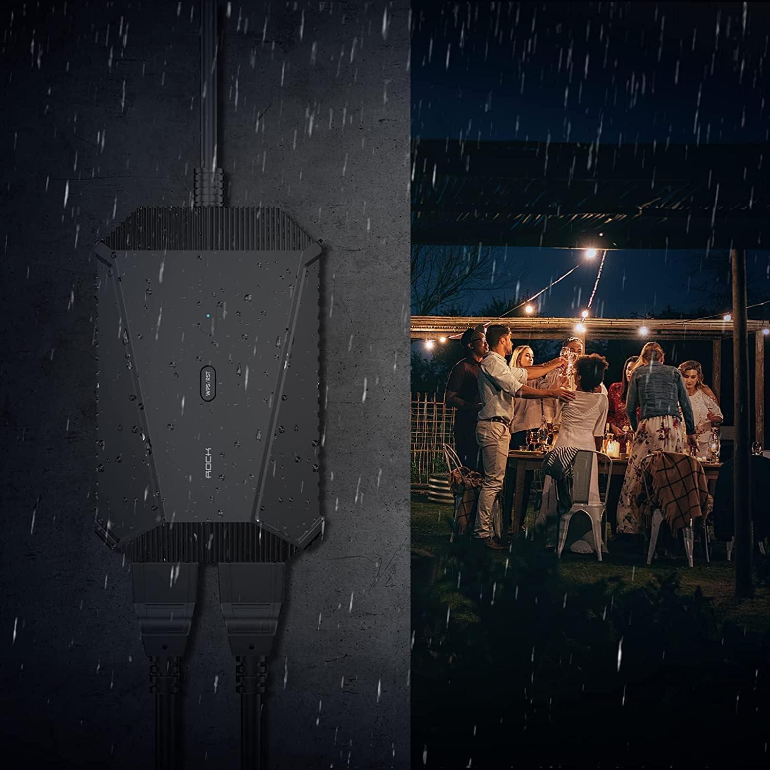 Enchufe Inteligente WiFi Exterior Rockhome 2 Salidas IPX4