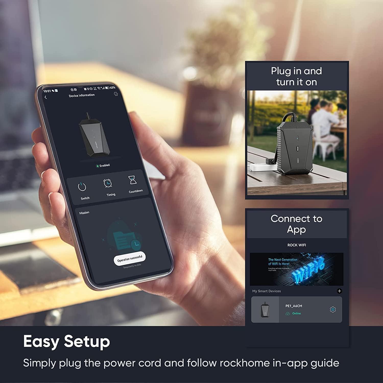 Enchufe Inteligente WiFi Exterior Rockhome 2 Salidas IPX4