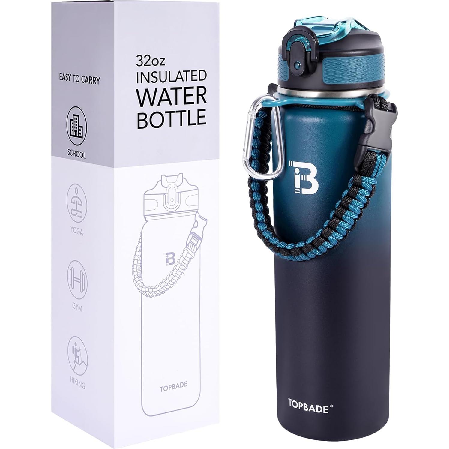 Botella de Agua Aislada TOPBADE 32 oz Acero Inoxidable Doble Pared