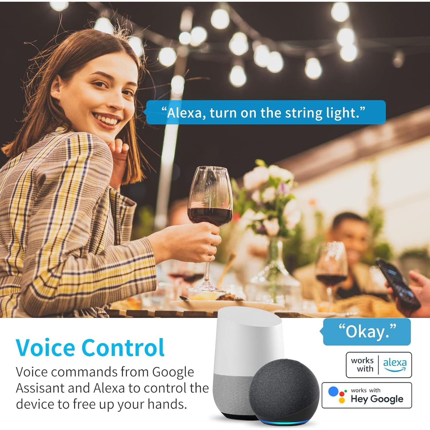 Enchufe Inteligente Exterior JUNLIT 15A con 2 Tomas Wi-Fi