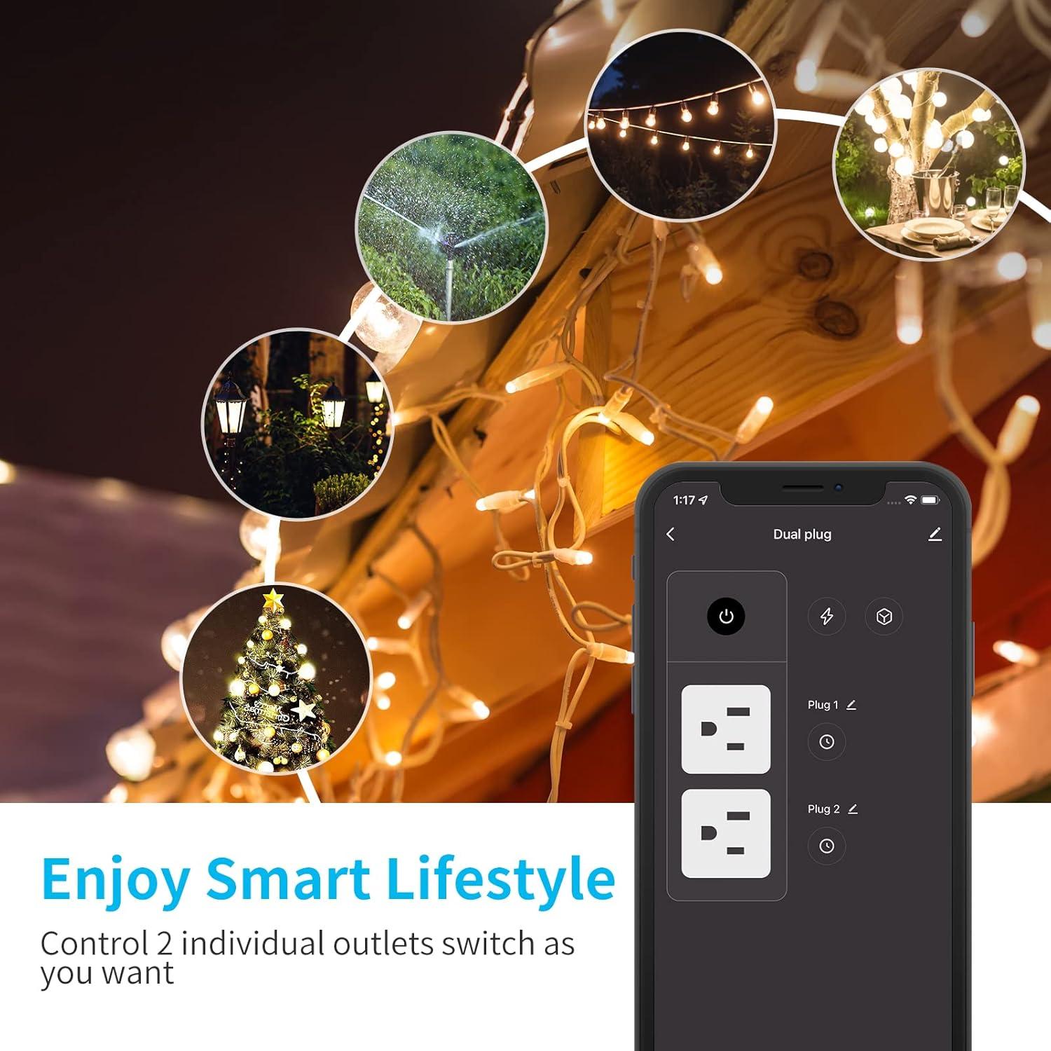 Enchufe Inteligente Exterior JUNLIT 15A con 2 Tomas Wi-Fi