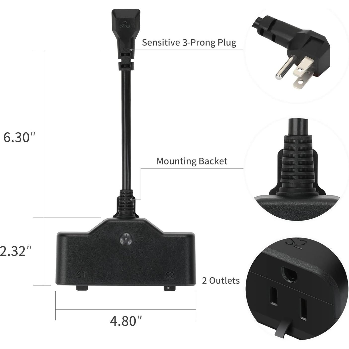 Enchufe Inteligente Exterior JUNLIT 15A con 2 Tomas Wi-Fi