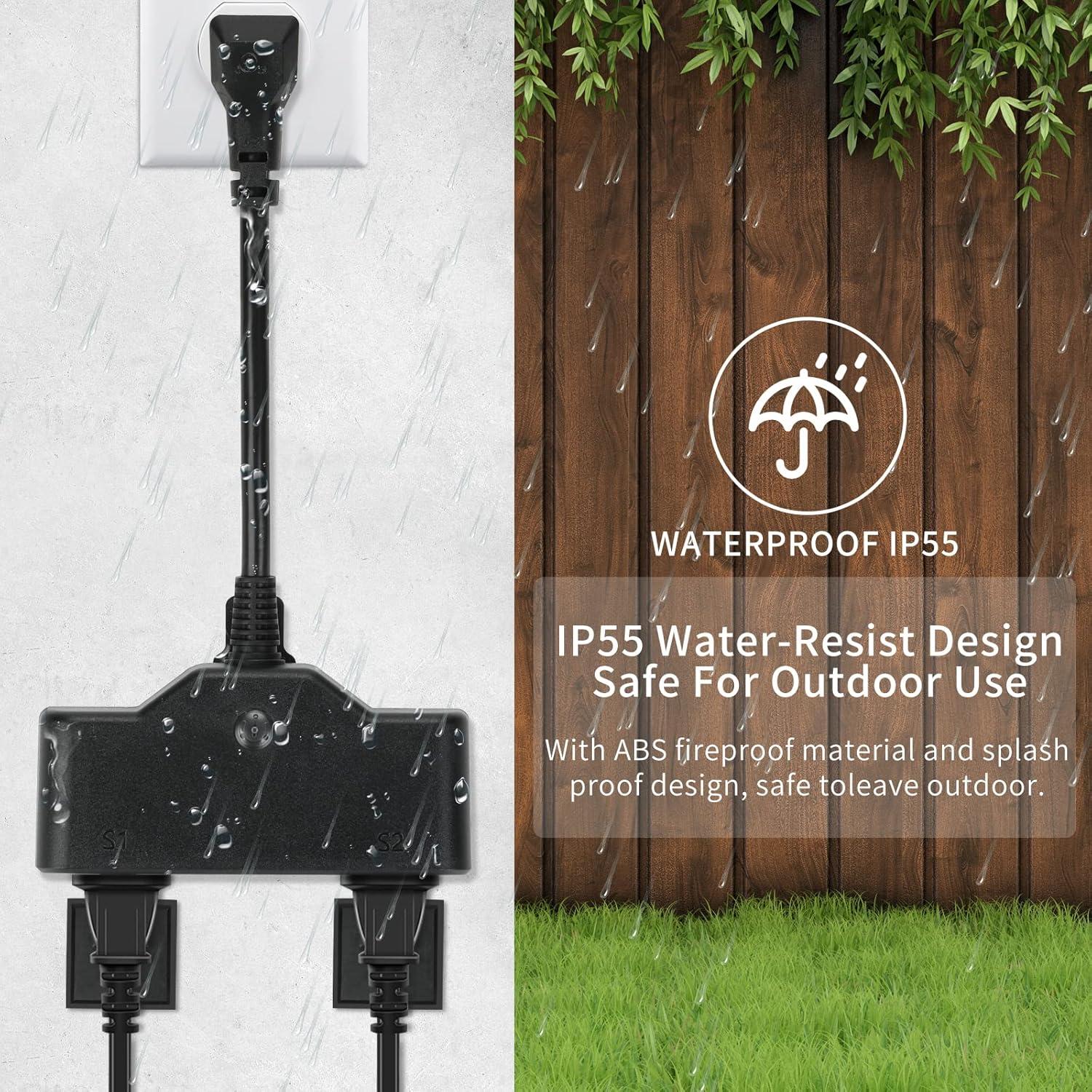 Enchufe Inteligente Exterior JUNLIT 15A con 2 Tomas Wi-Fi