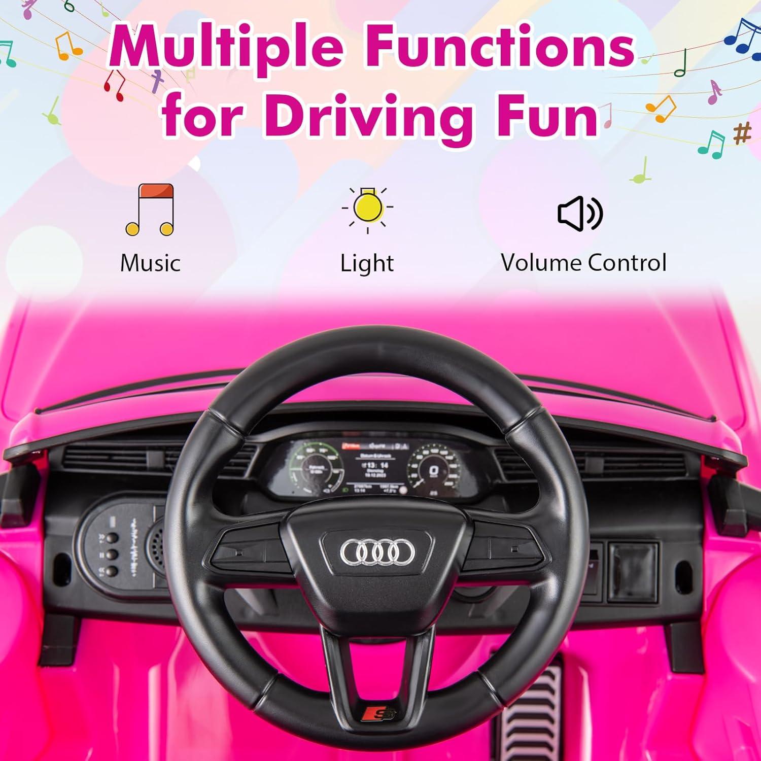 Licensed Audi SQ8 Ride on Car by INFANS, Battery Powered Electric Vehicle for with Remote Control, Adjustable Music, LED Lights, Suspension, Driving Toy Gift for Kids Toddler Age 3+ (Pink)
