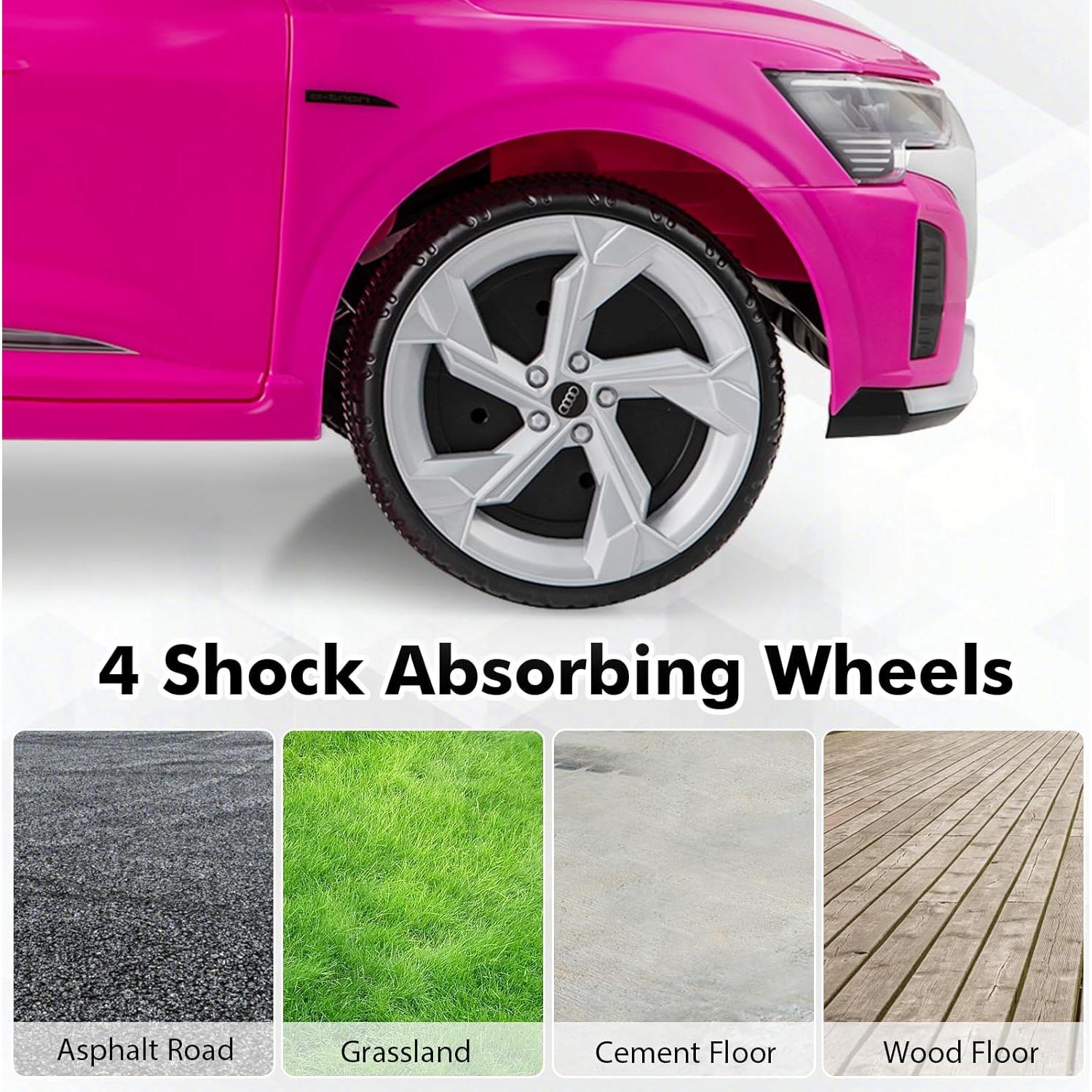 Licensed Audi SQ8 Ride on Car by INFANS, Battery Powered Electric Vehicle for with Remote Control, Adjustable Music, LED Lights, Suspension, Driving Toy Gift for Kids Toddler Age 3+ (Pink)