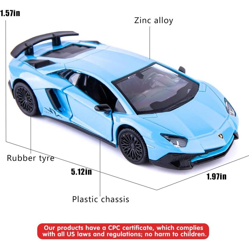 Coche de Juguete Aventador LP700-4 Azul 1:36 Retroceso