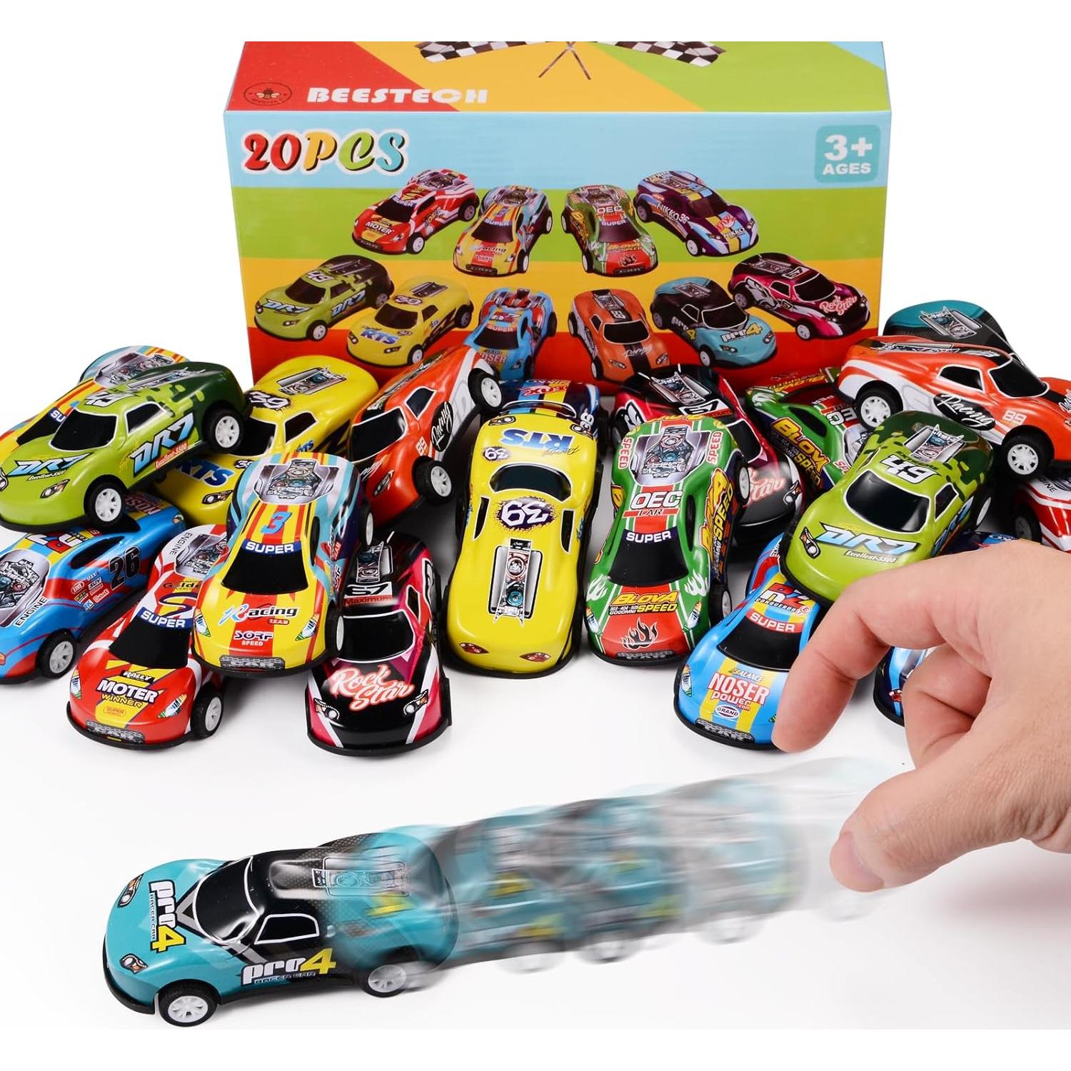 Paquete de 20 coches de juguete metálicos BEESTECH 9.9 cm