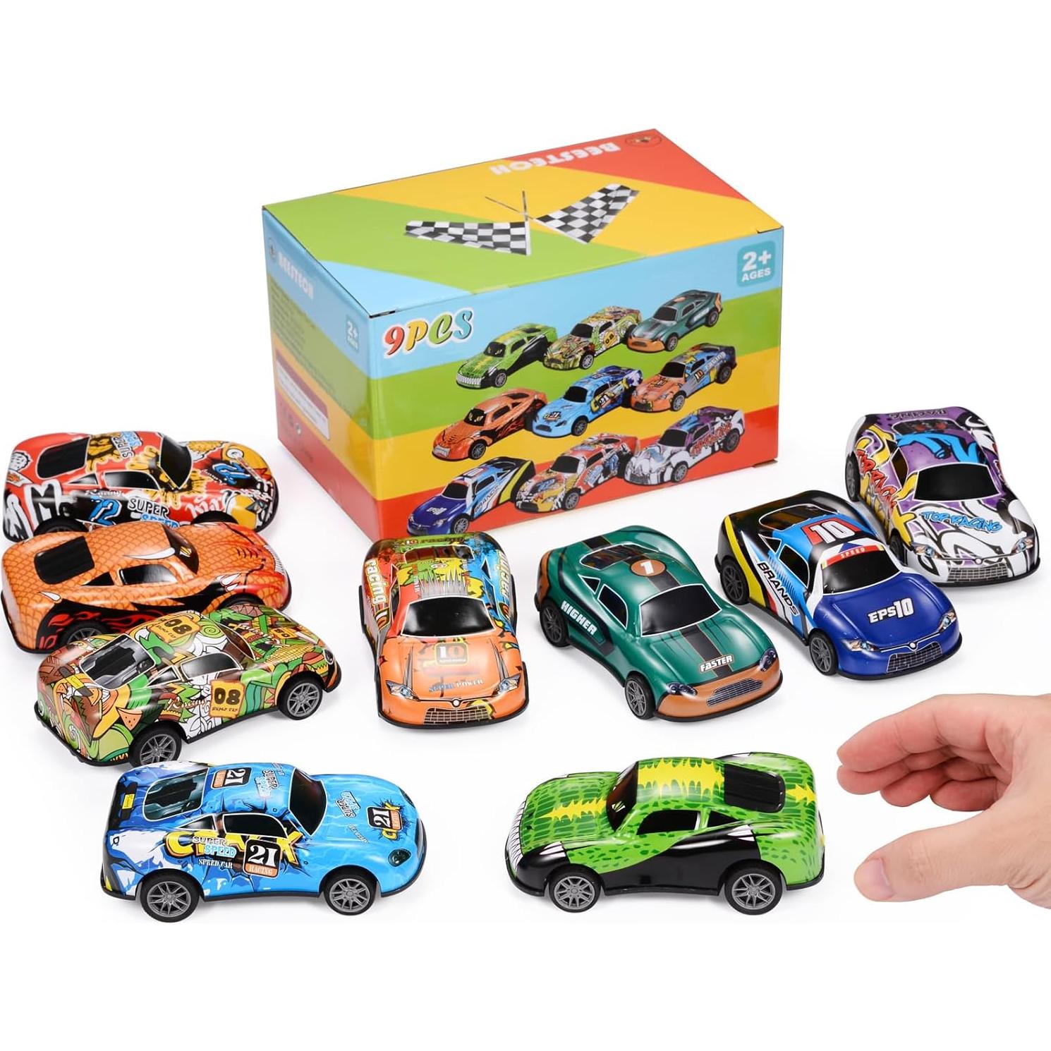 Coches de Juguete BEESTECH Paquete de 9 Retroceso 10.67 cm