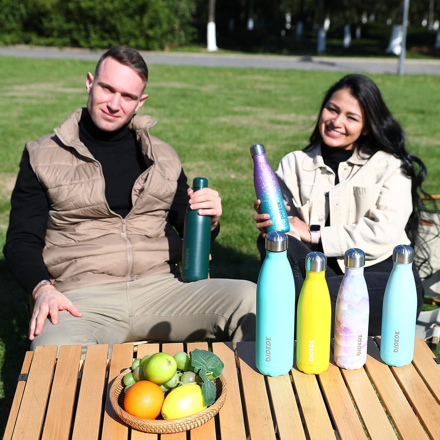 Botella de Agua Aislada BJPKPK 500ml Acero Inoxidable Azul Marino