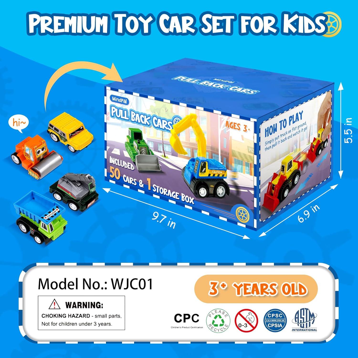 Juego de 50 Coches de Juguete MindPal con Organizador