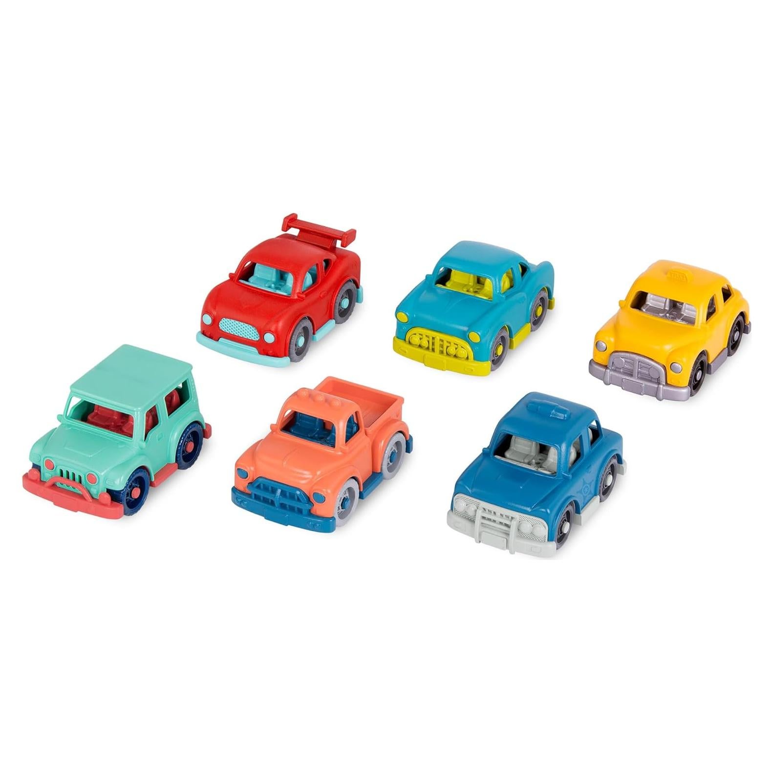 Battat Mini Coches de Juguete - 6 Vehículos Coloridos