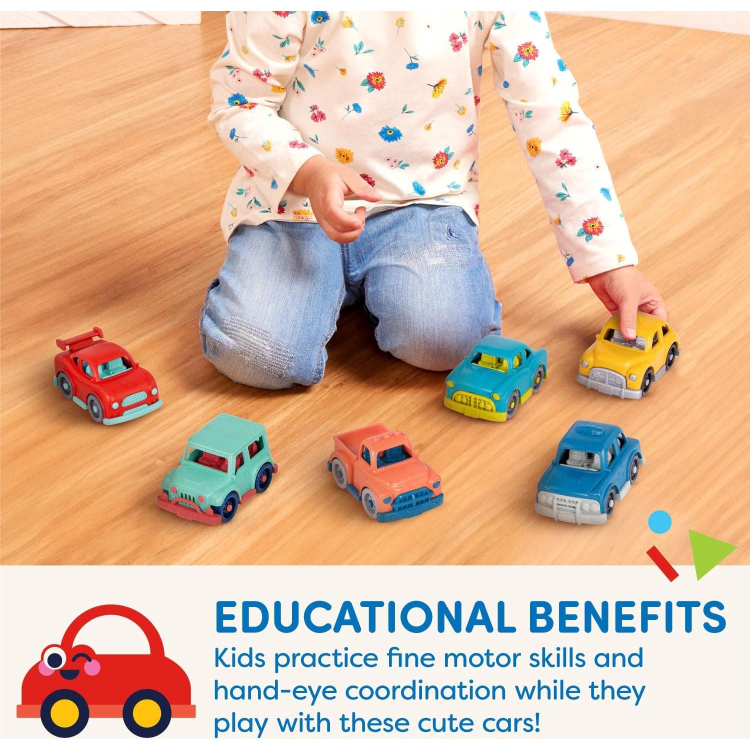 Battat Mini Coches de Juguete - 6 Vehículos Coloridos