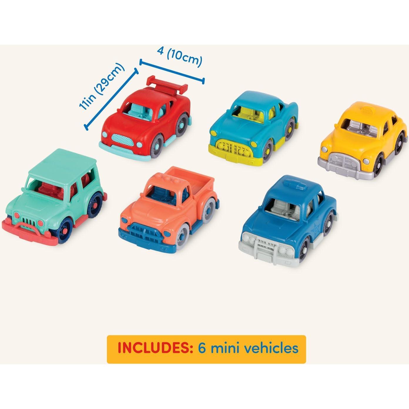 Battat Mini Coches de Juguete - 6 Vehículos Coloridos